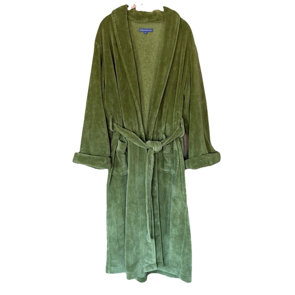 Pine Cone Hill Long Plush Robe Green Maxi Cozy Comfort Loungewear One Size